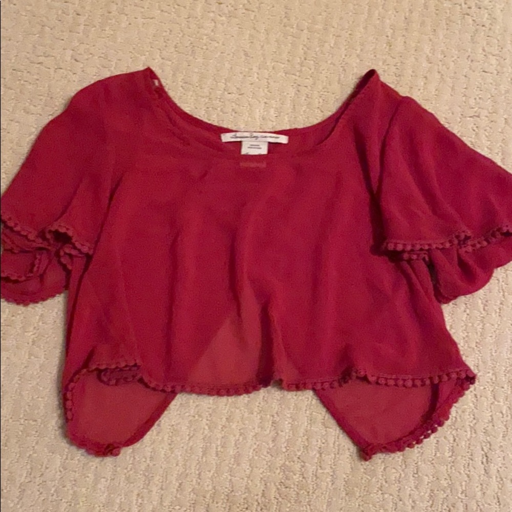 Pink sheer cropped top